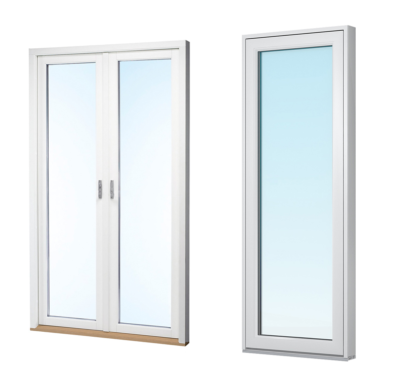 Svenska Fönster altandörr utåtgående helglasad, insida trä utsida aluminium, 2+1 glas